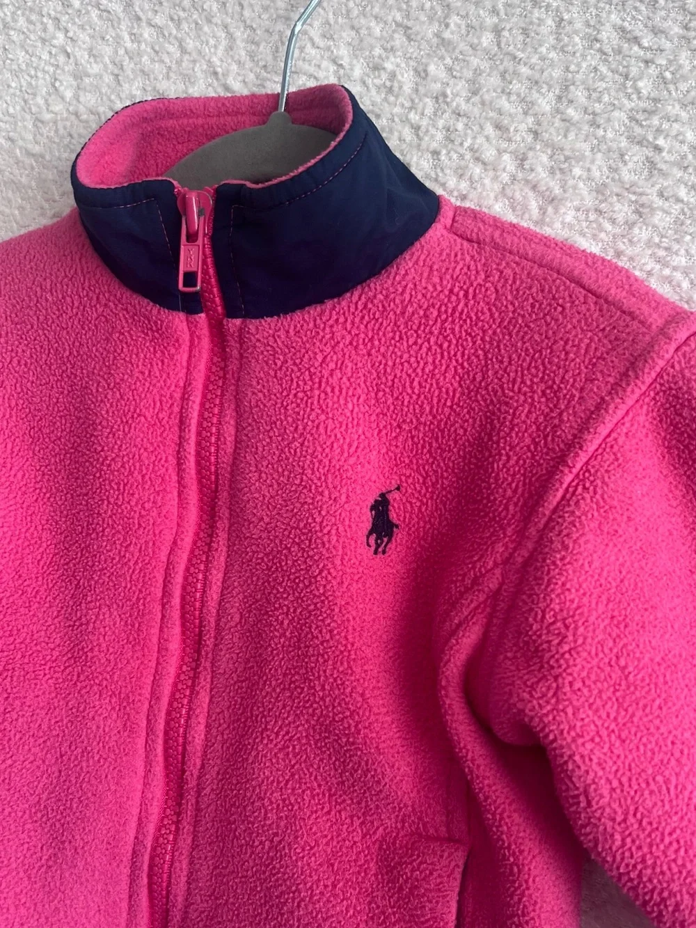 Ralph Lauren Vintage Infant Baby Girl Full Zip Pink Fleece Size 12-24 Months